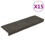 Prostirke za stepenice samoljepljive 15 kom 65x21x4 cm antracit pravokutni rub