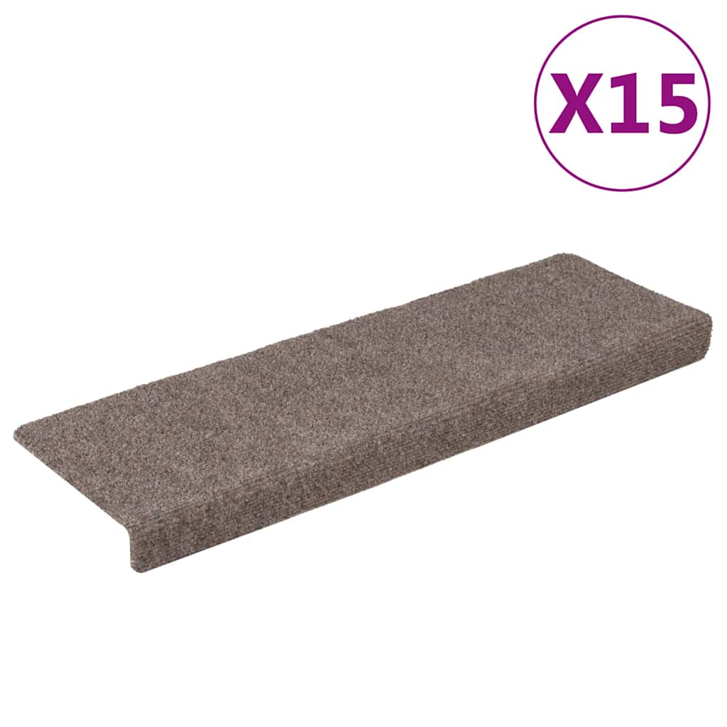 Prostirke za stepenice samoljepljive 15 kom 65x21x4 cm bež pravokutni rub