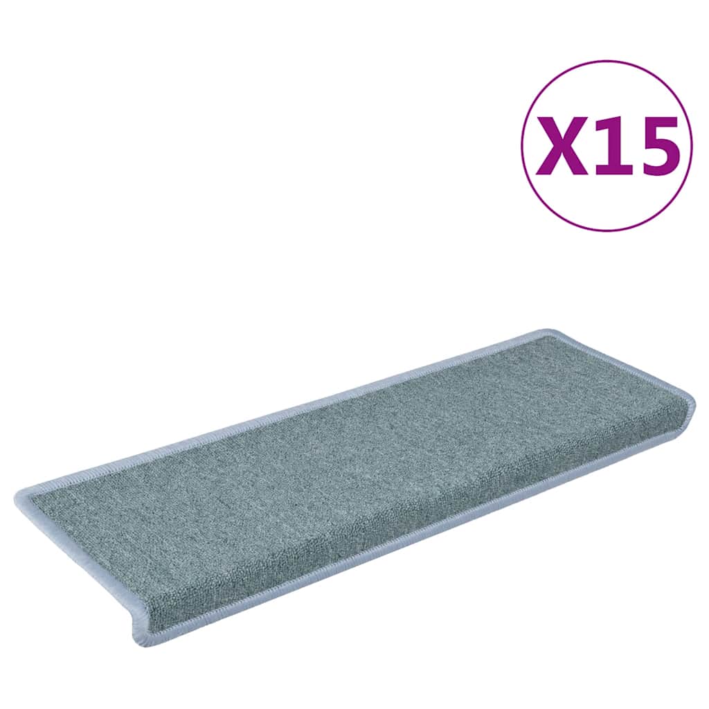 Prostirke za stepenice 15 kom 65x21x4 cm morsko plave pravokutne rubove
