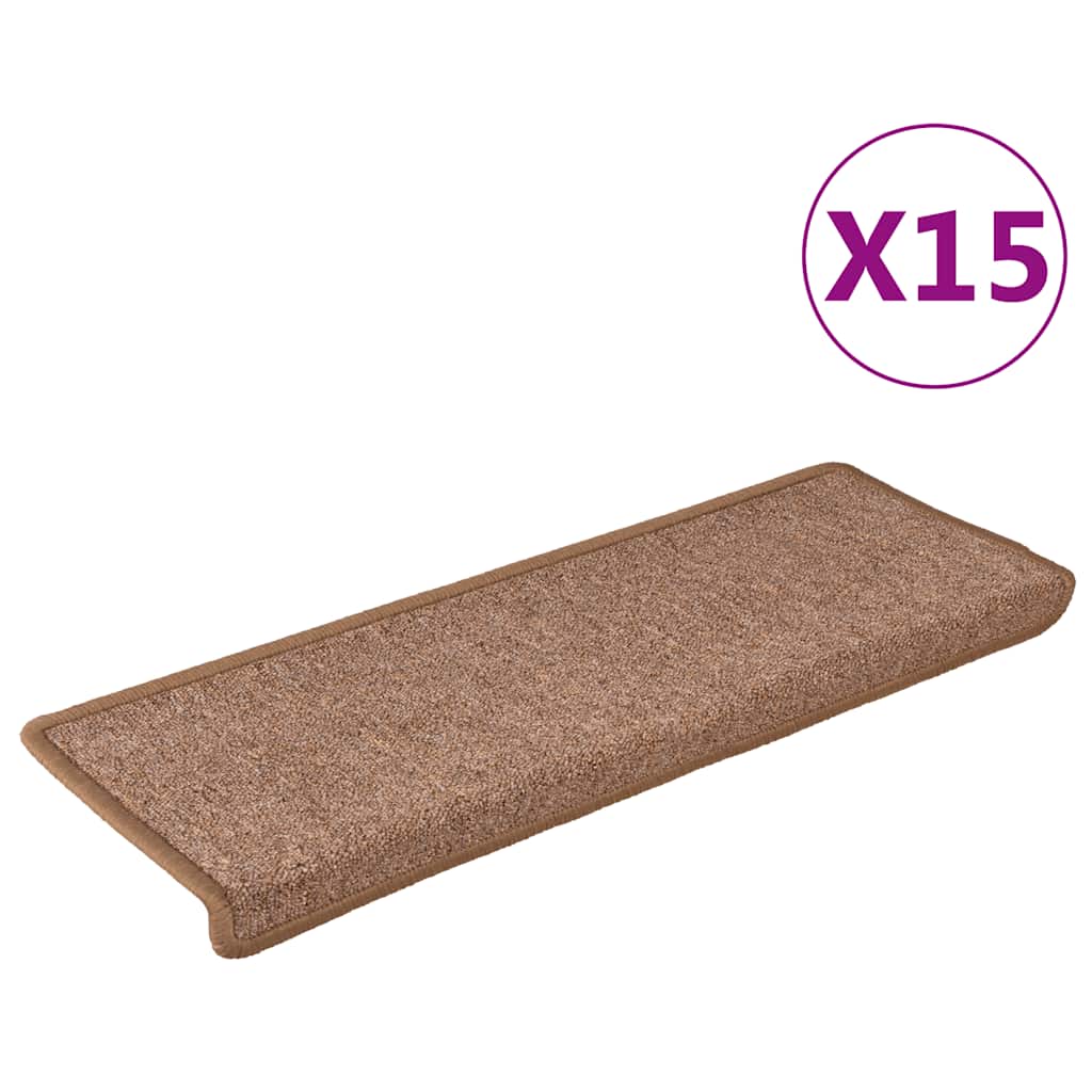 Prostirke za stepenice 15 kom 65x21x4 cm smeđe pravokutne rubove