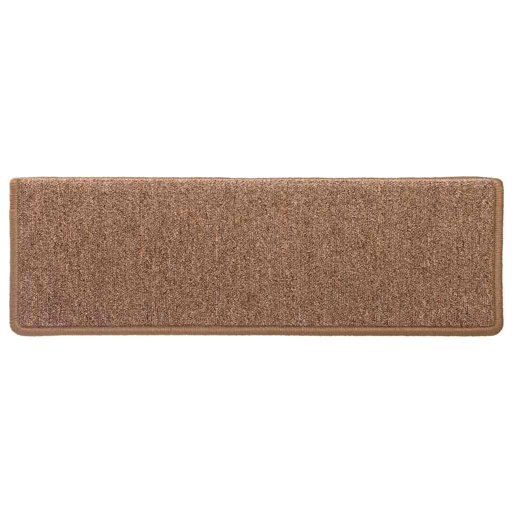 Prostirke za stepenice 15 kom 65x21x4 cm smeđe pravokutne rubove