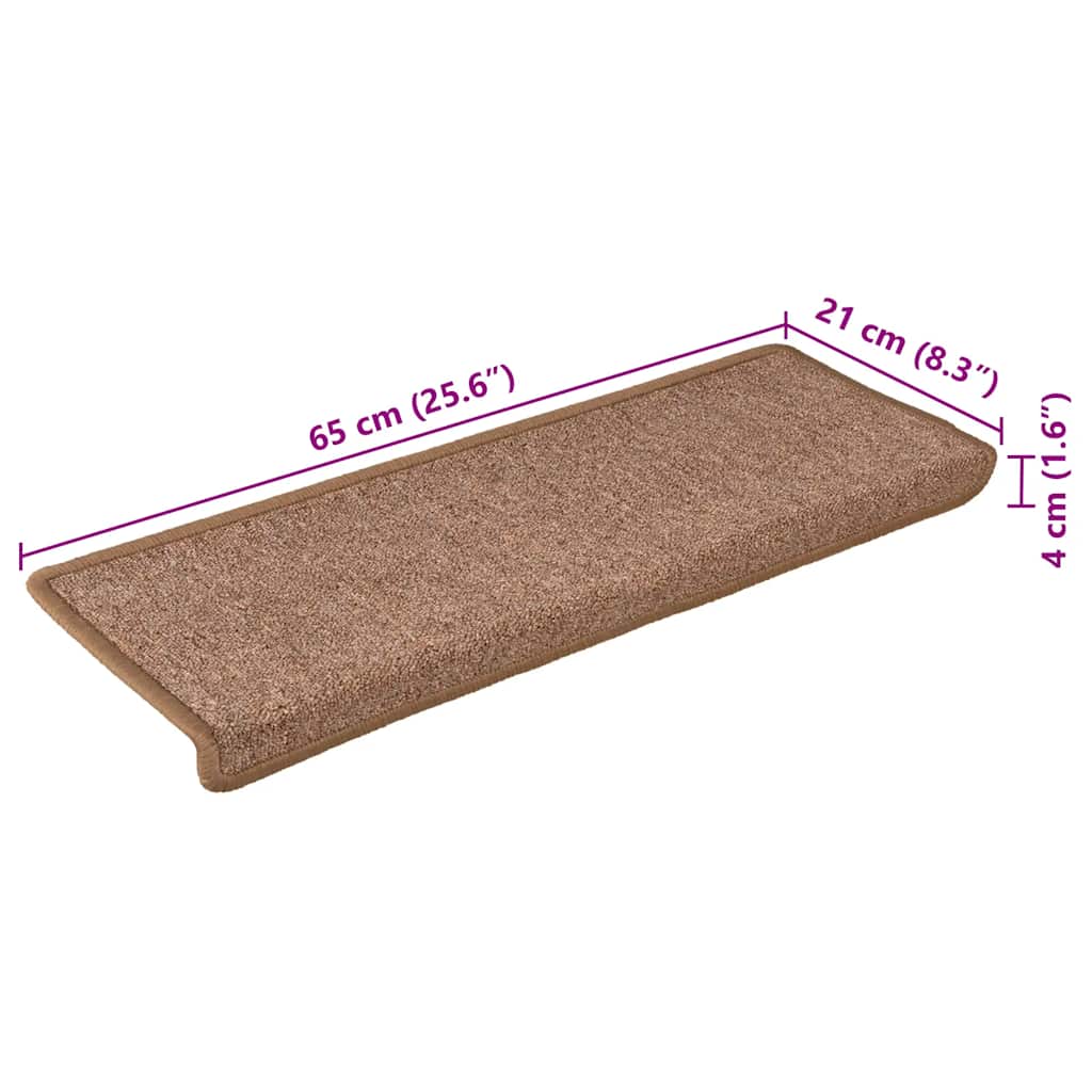 Prostirke za stepenice 15 kom 65x21x4 cm smeđe pravokutne rubove