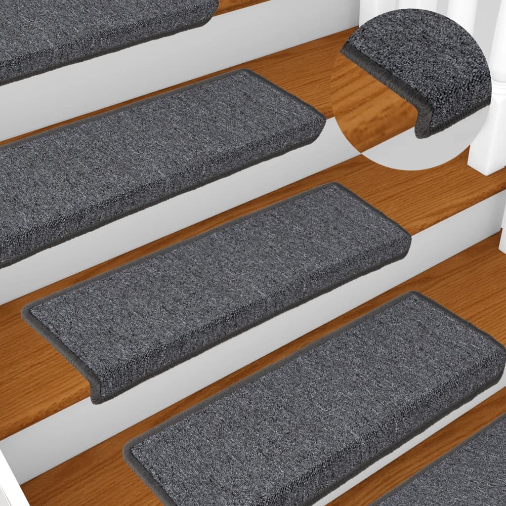 Prostirke za stepenice 15 kom 65x21x4 cm tamno sive pravokutne rubove