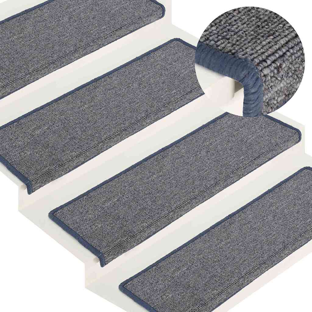 Prostirke za stepenice 15 kom 65x21x4 cm svijetlo sive i plave pravokutne rubove