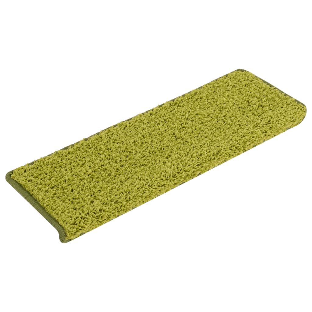 Prostirke za stepenice 15 kom 65x21x4 cm Zelene s pravokutnim rubom
