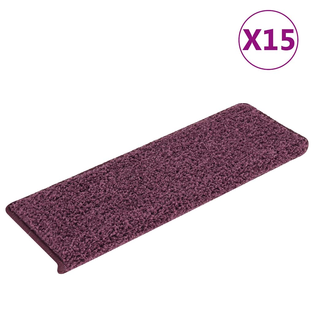 Prostirke za stepenice 15 kom 65x21x4 cm tamnoljubičaste pravokutne rubove