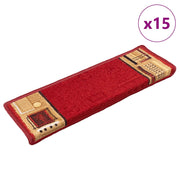 Samoljepljivi otirači za stepenice 15 kom 65x21x4 cm crveni