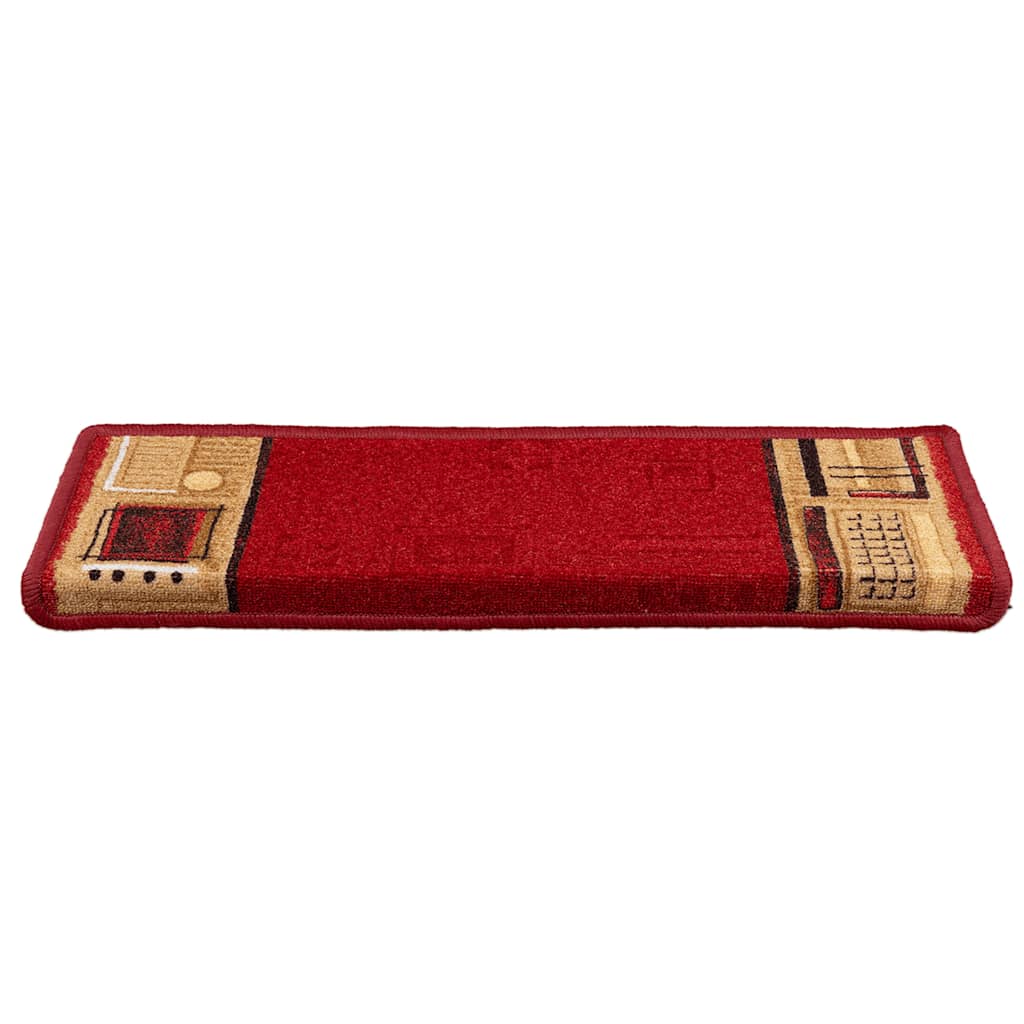 Samoljepljivi otirači za stepenice 15 kom 65x21x4 cm crveni