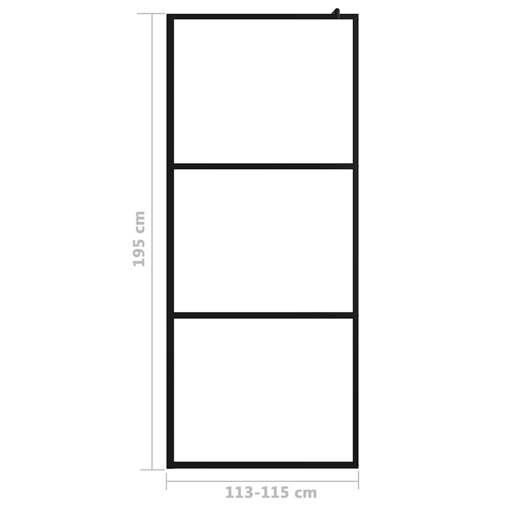 Pregrada za tuširanje s prozirnim staklom ESG crna 115 x 195 cm