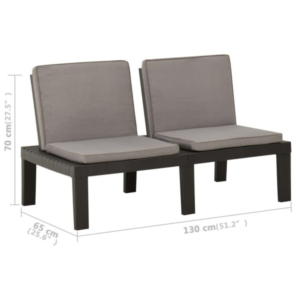 3-dijelna vrtna garnitura s jastucima plastična siva