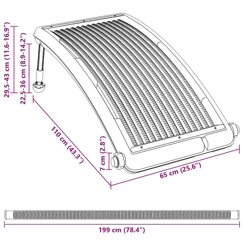 Zakrivljeni solarni paneli za grijanje bazena 2 kom 110 x 65 cm