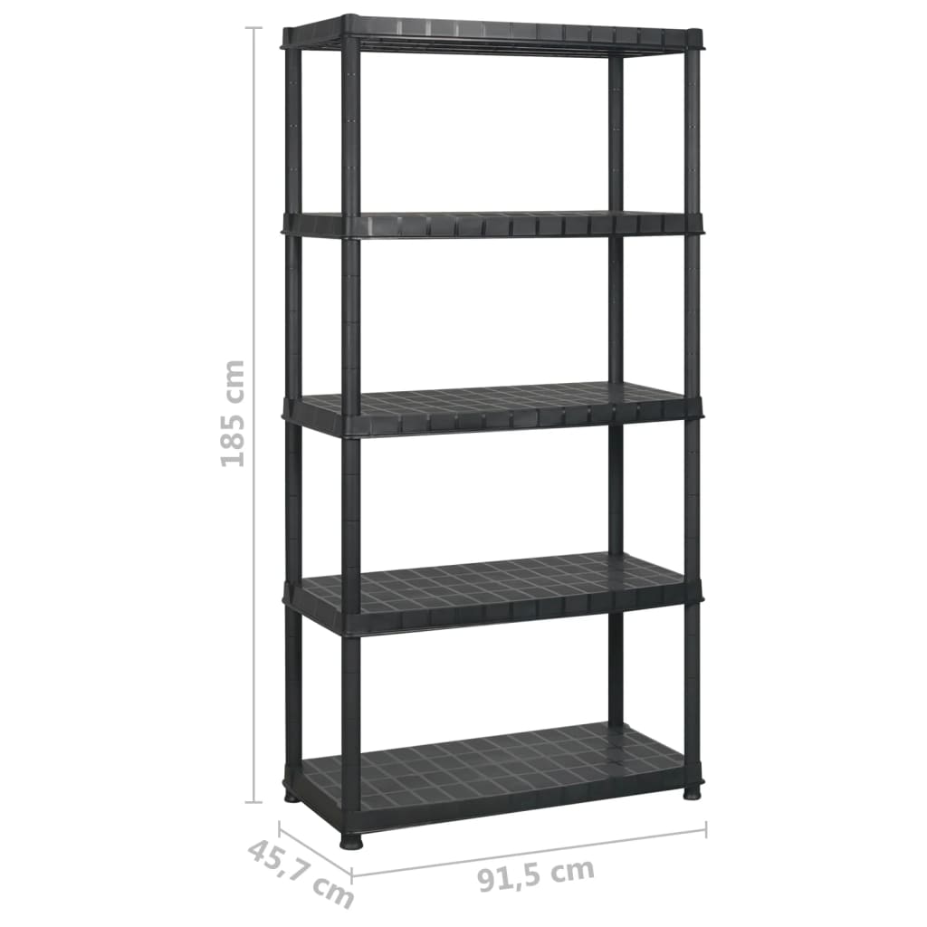 Police za pohranu s 5 razina crne 274,5x 45,7x185 cm plastične