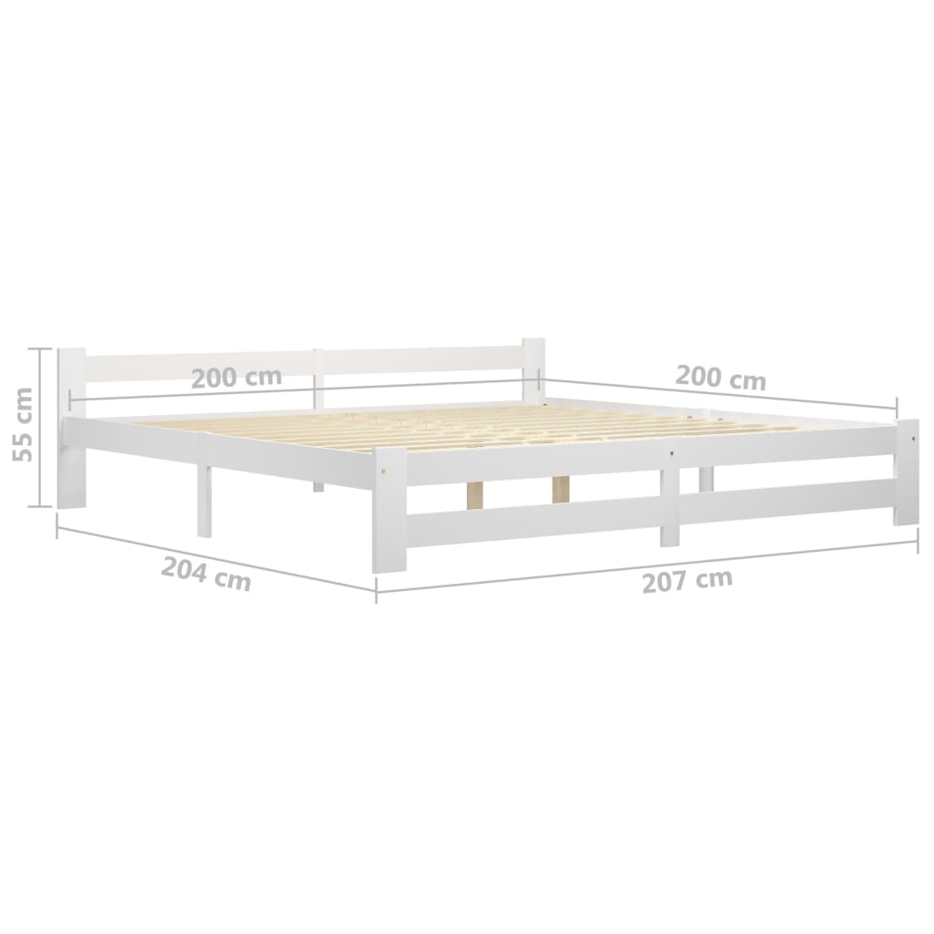 Okvir za krevet od masivne borovine bijeli 200 x 200 cm
