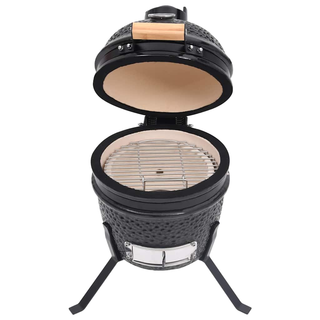 2-u-1 roštilj s pušnicom Kamado keramički 56 cm crni