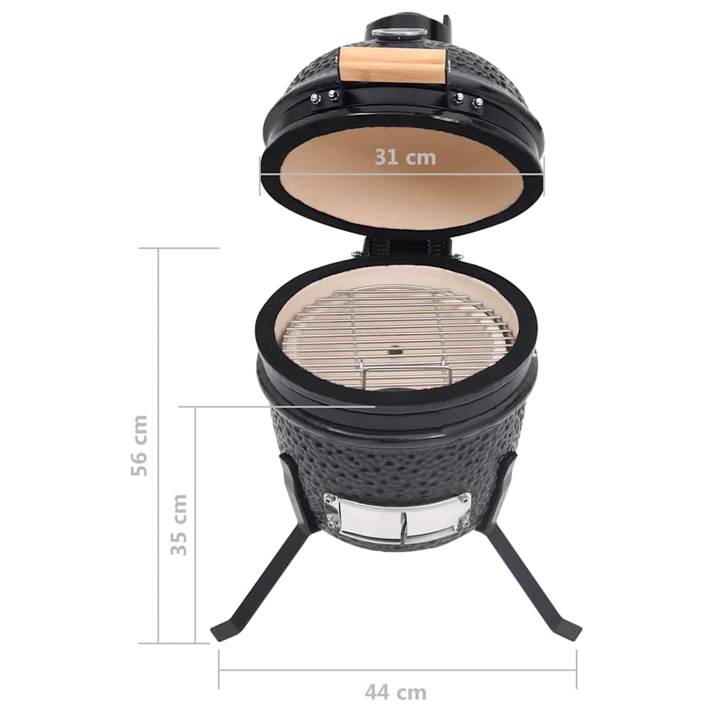 2-u-1 roštilj s pušnicom Kamado keramički 56 cm crni