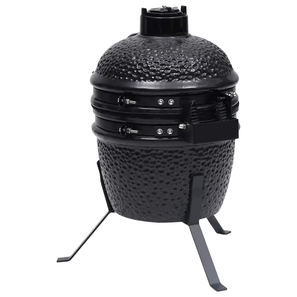 2-u-1 roštilj s pušnicom Kamado keramički 56 cm crni