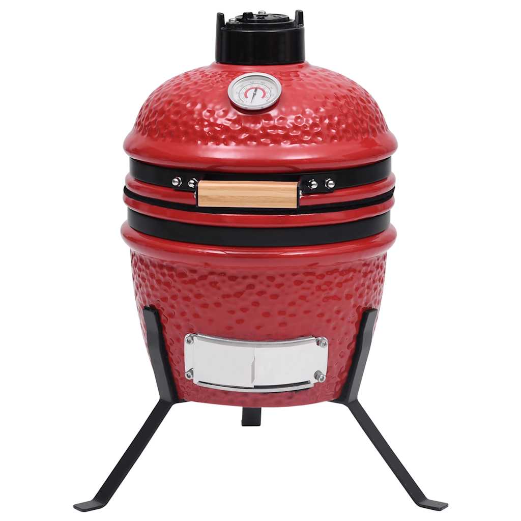 2-u-1 roštilj s pušnicom Kamado keramički 56 cm crveni