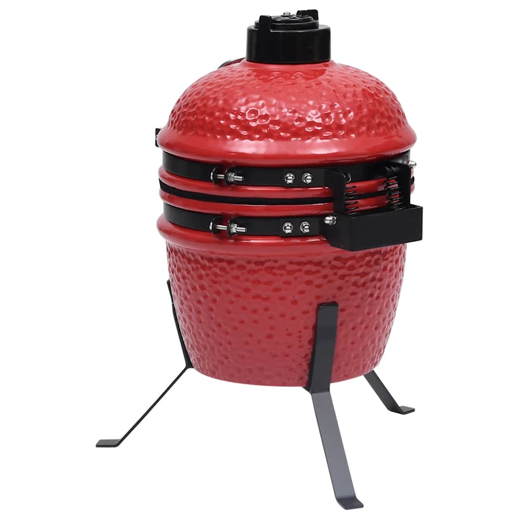 2-u-1 roštilj s pušnicom Kamado keramički 56 cm crveni