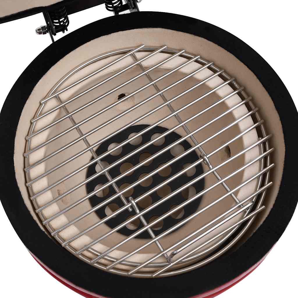 2-u-1 roštilj s pušnicom Kamado keramički 56 cm crveni