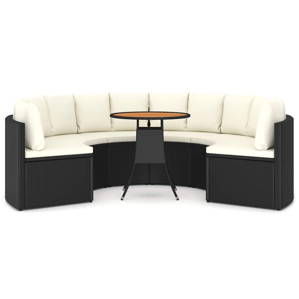 7-dijelni set vrtnih sofa od poliratana s jastucima crni