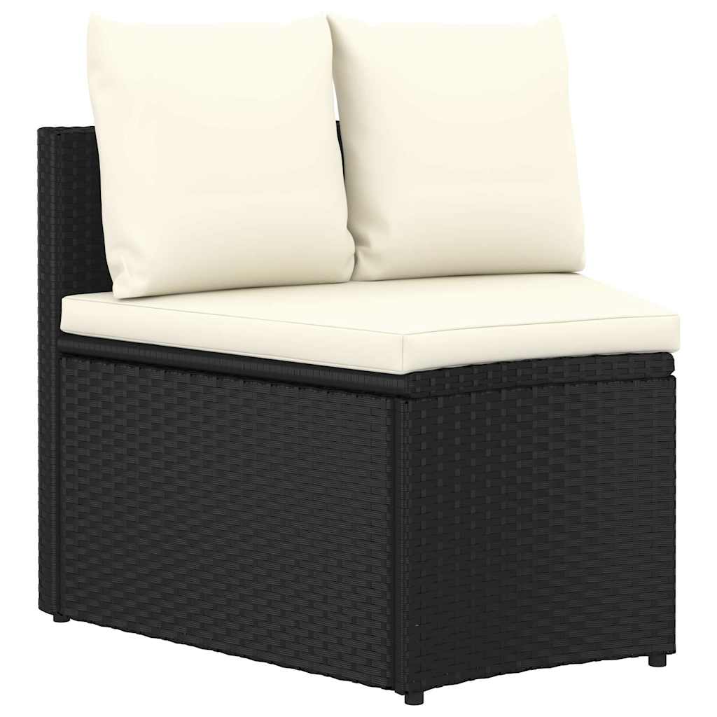 7-dijelni set vrtnih sofa od poliratana s jastucima crni