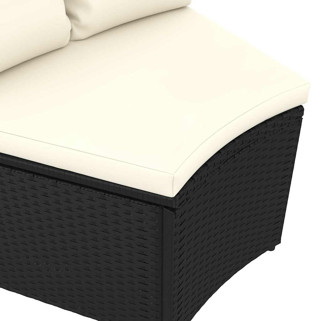 7-dijelni set vrtnih sofa od poliratana s jastucima crni