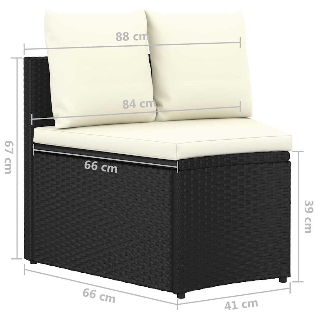 7-dijelni set vrtnih sofa od poliratana s jastucima crni
