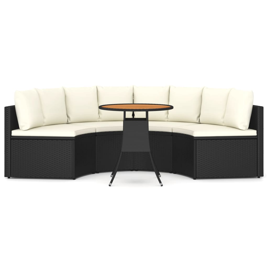 5-dijelni set vrtnih sofa od poliratana s jastucima crni