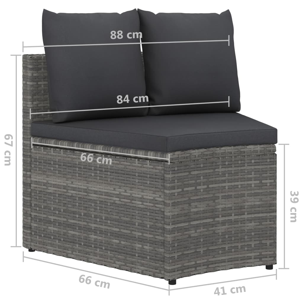 4-dijelni set vrtnih sofa od poliratana s jastucima sivi