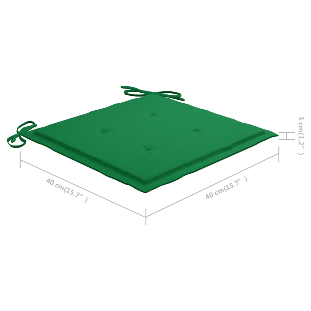 Vrtne stolice sa zelenim jastucima 6 kom od masivne tikovine