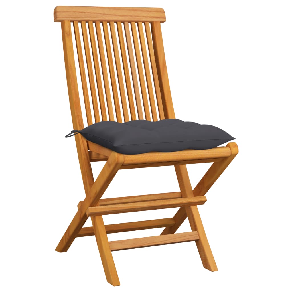 Vrtne stolice s antracit jastucima 6 kom od masivne tikovine