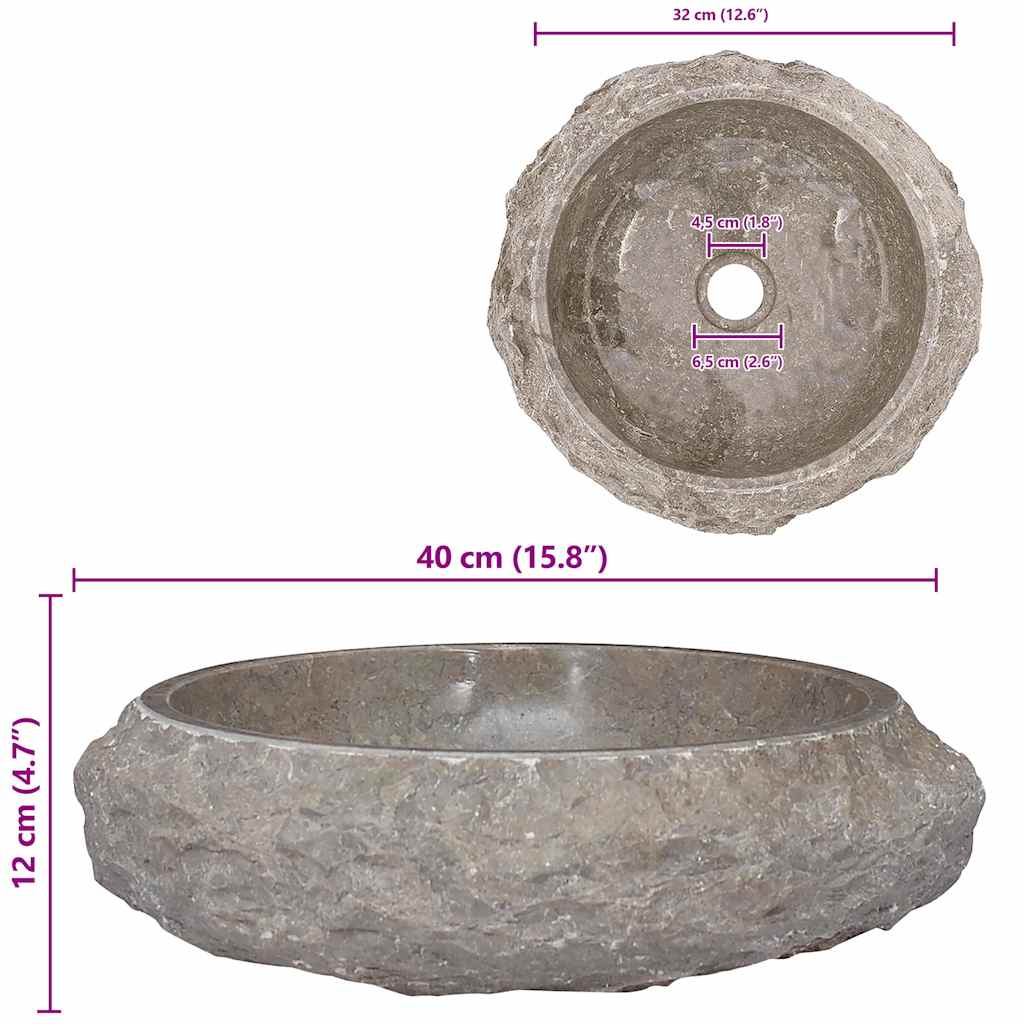 Umivaonik sivi Ø 40 x 12 cm mramorni Siva