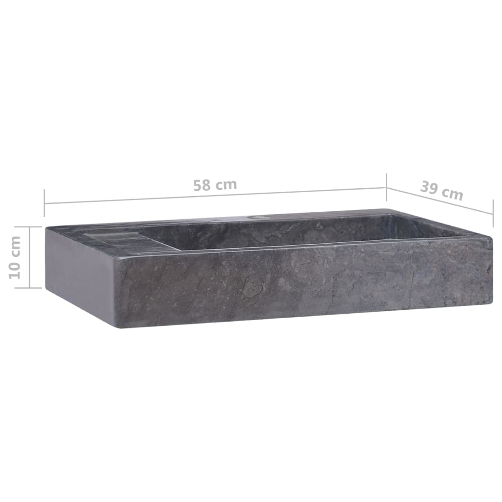 Umivaonik crni 58 x 39 x 10 cm mramorni