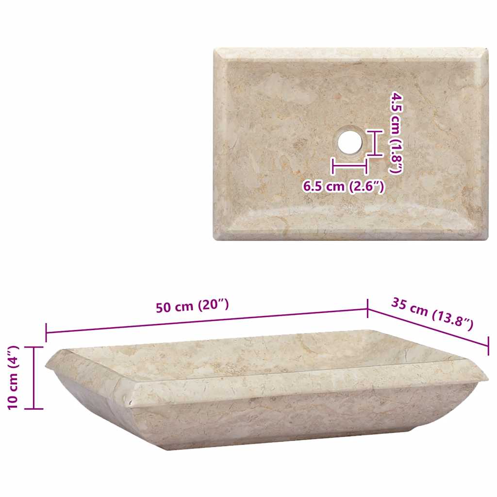 Umivaonik krem boje 50 x 35 x 10 cm mramorni