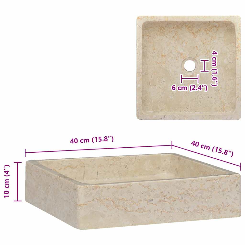 Umivaonik krem 40 x 40 x 10 cm mramorni