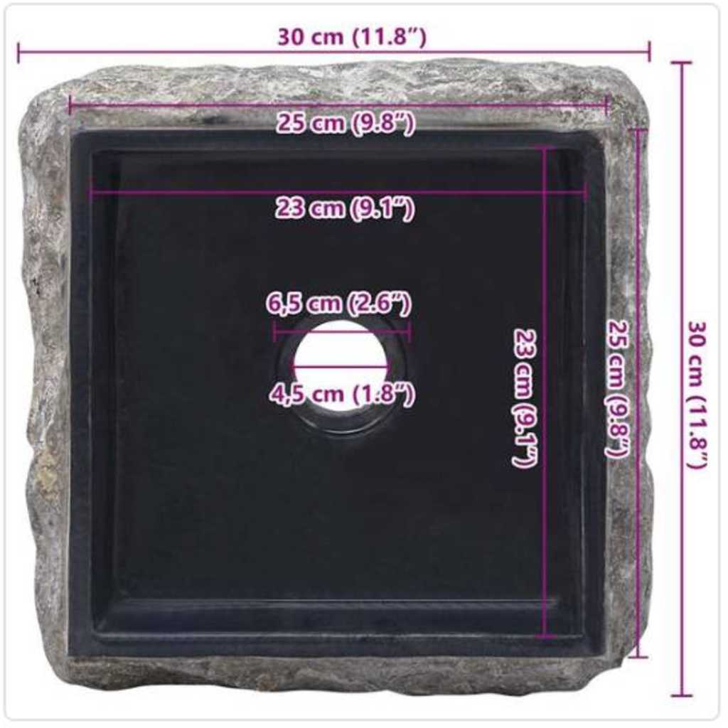 Umivaonik crni 30 x 30 x 13 cm mramorni