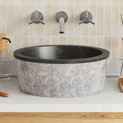 Umivaonik crni Ø 40 x 15 cm mramorni