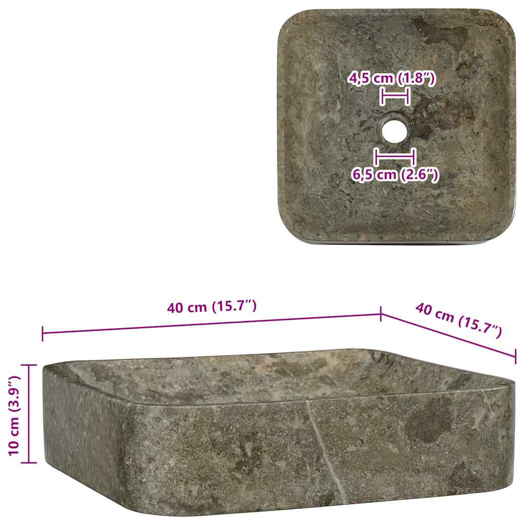 Umivaonik sivi 40 x 40 x 10 cm mramorni