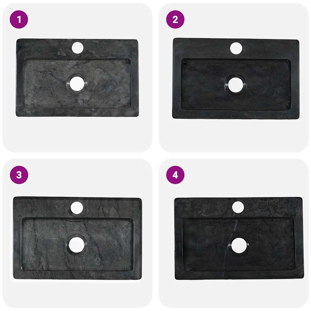 Zidni umivaonik crni 38 x 24 x 6,5 cm mramorni