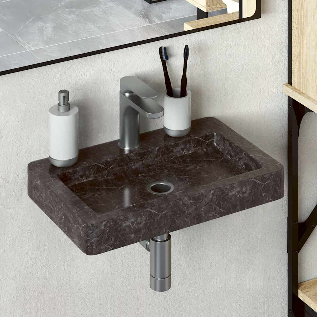 Zidni umivaonik crni 38 x 24 x 6,5 cm mramorni