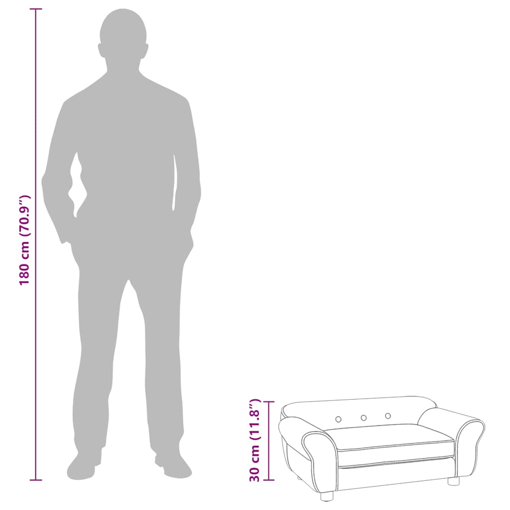 Sofa za pse crna 72 x 45 x 30 cm plišana