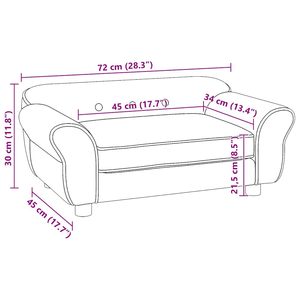 Sofa za pse tirkizna 72 x 45 x 30 cm plišana