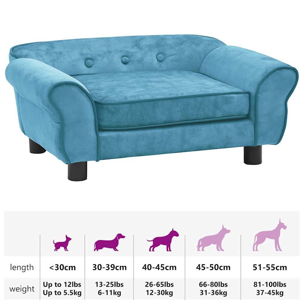 Sofa za pse tirkizna 72 x 45 x 30 cm plišana