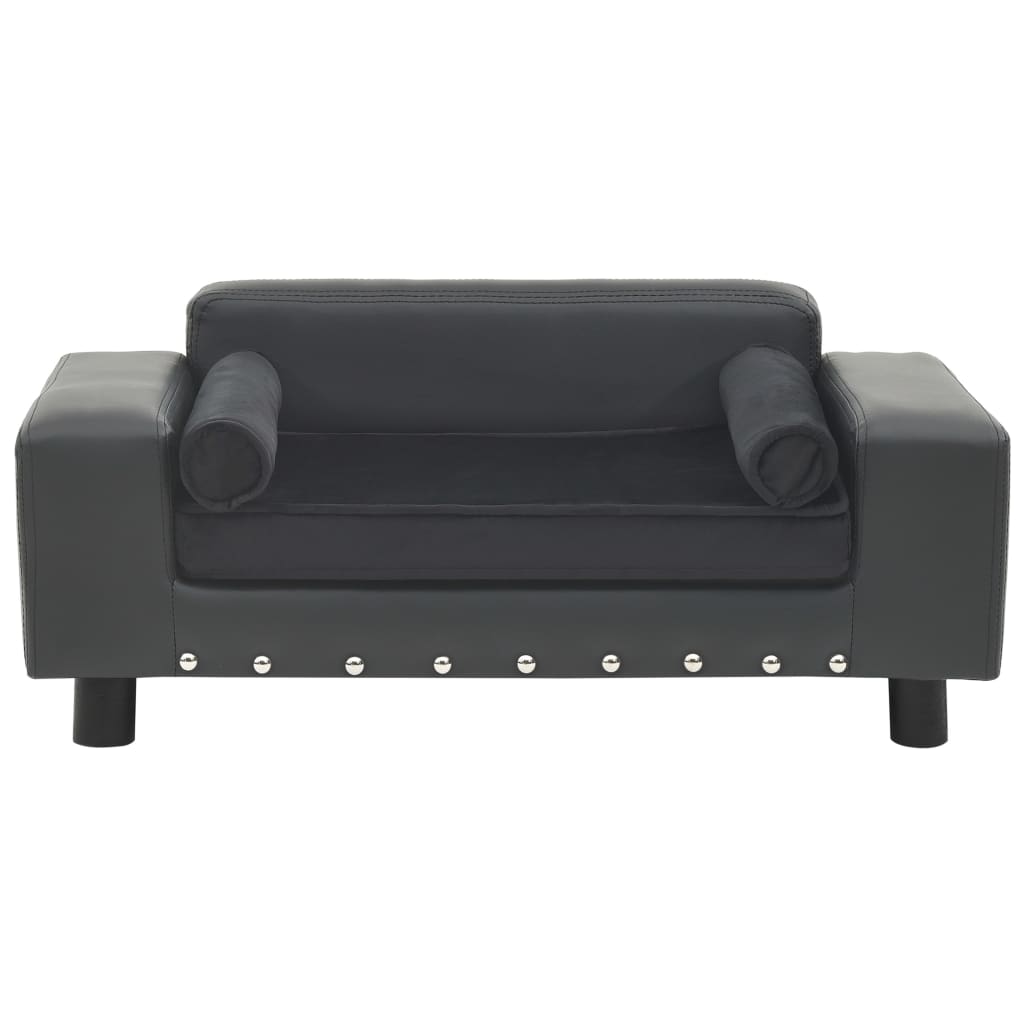 Sofa za pse tamnosiva 81 x 43 x 31 cm od pliša i umjetne kože