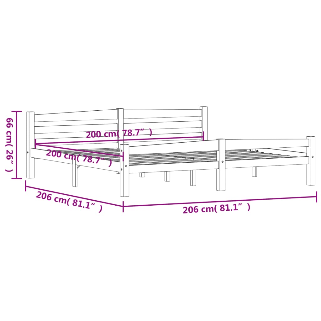 Okvir za krevet od masivne borovine 200 x 200 cm
