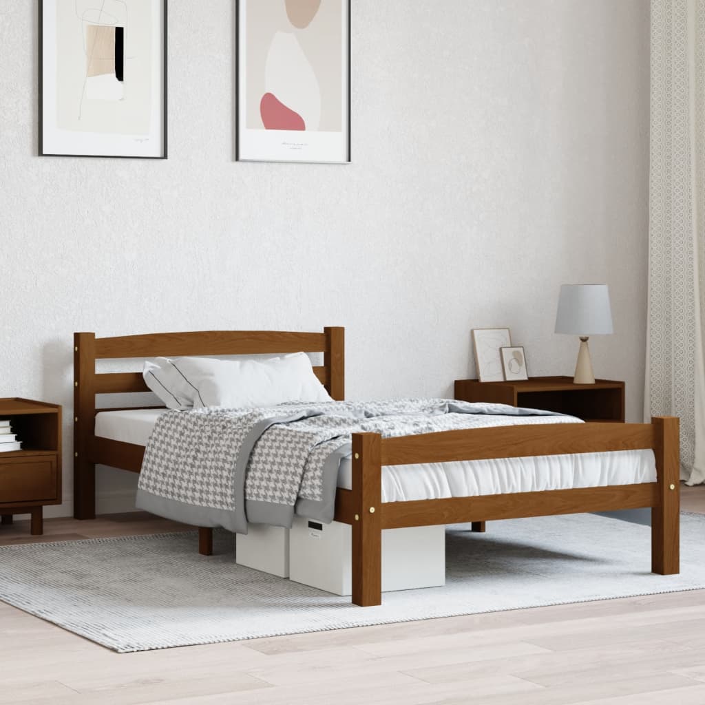 Okvir za krevet od masivne borovine smeđa boja meda 90 x 200 cm