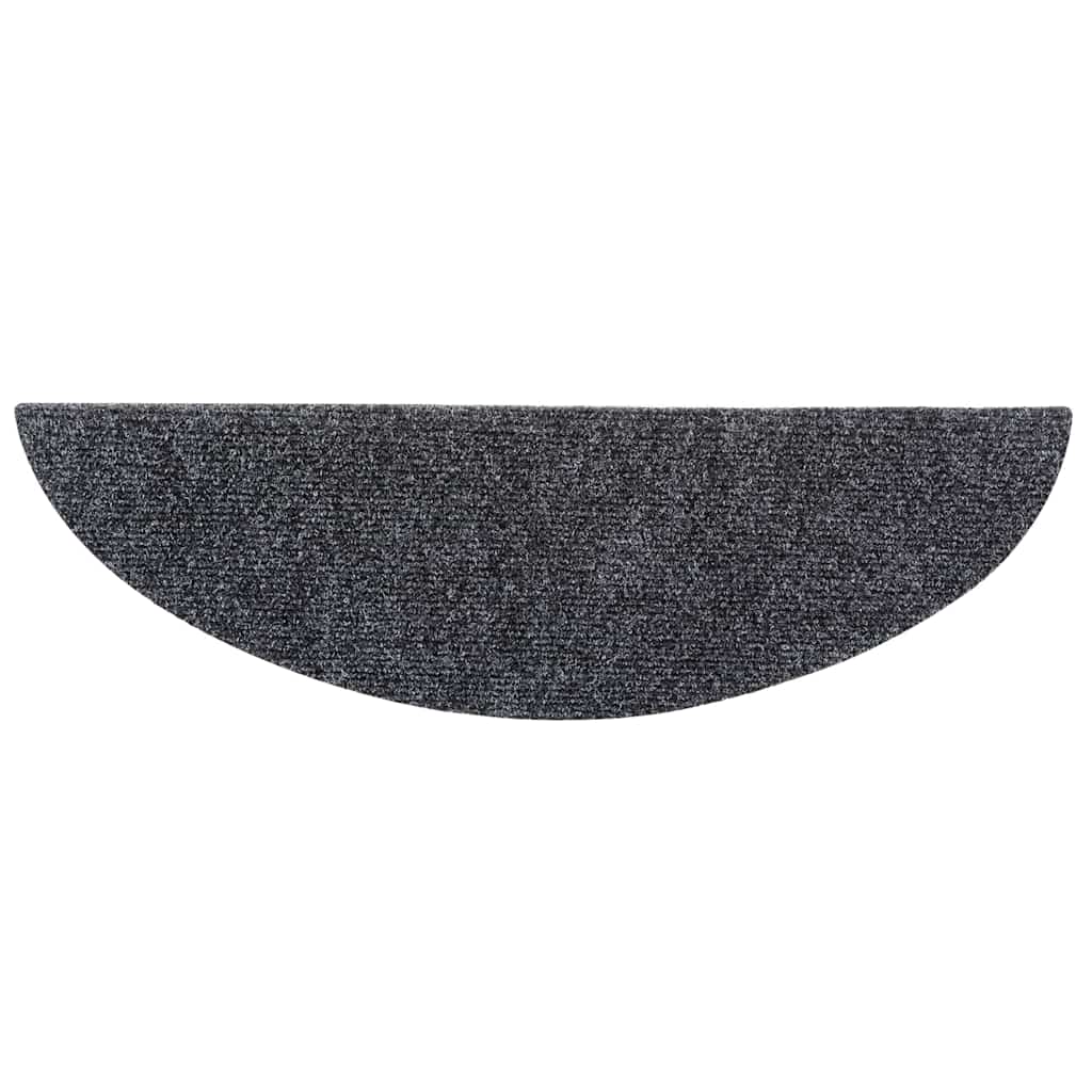 Prostirke za stepenice, samoljepljive, 5 kom, 56x17x3 cm, tamno sive, poluokrugle