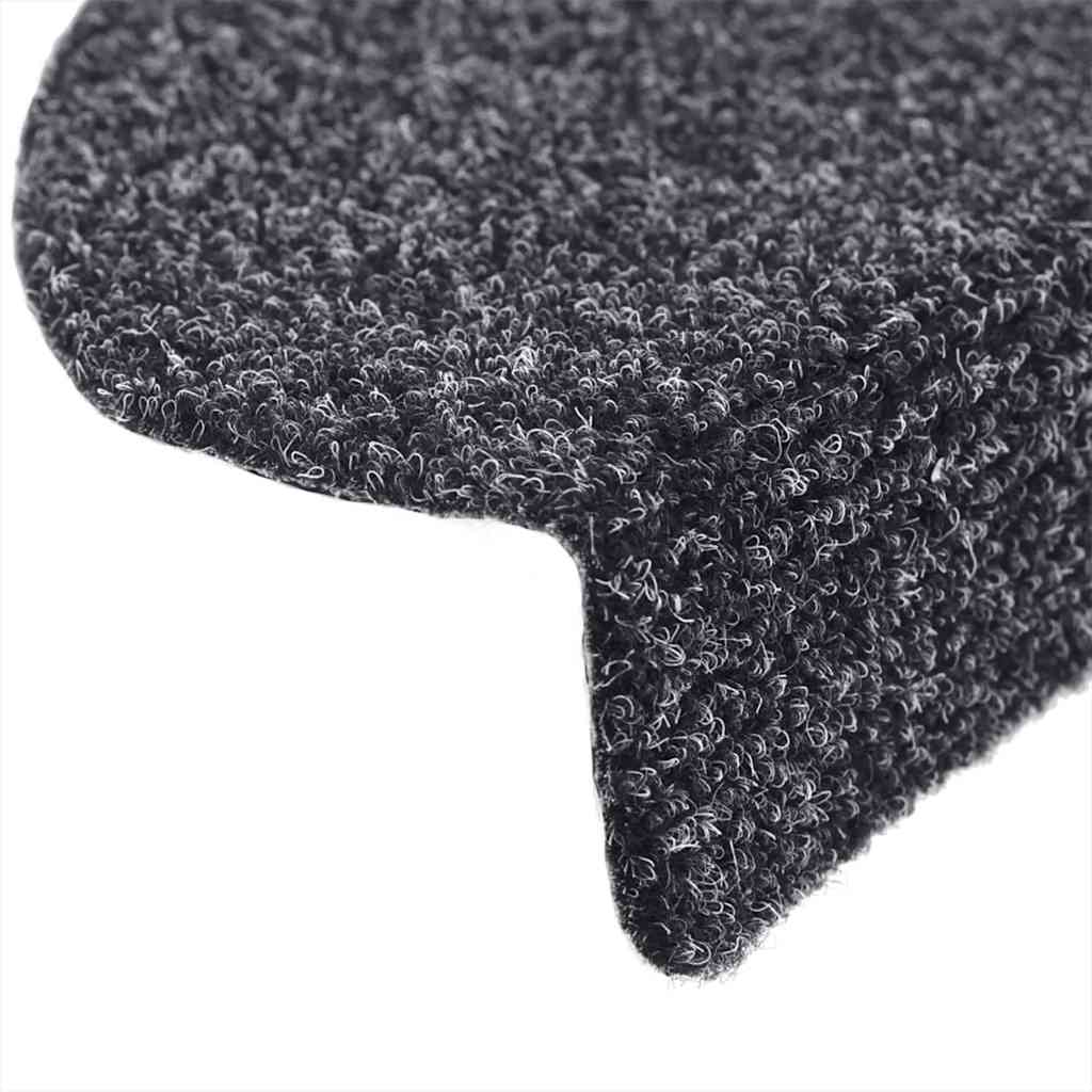 Prostirke za stepenice, samoljepljive, 5 kom, 56x17x3 cm, tamno sive, poluokrugle