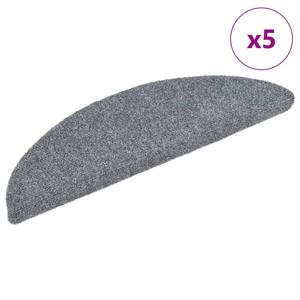 Prostirke za stepenice, samoljepljive, 5 kom, 56x17x3 cm, svijetlo sive, poluokrugle