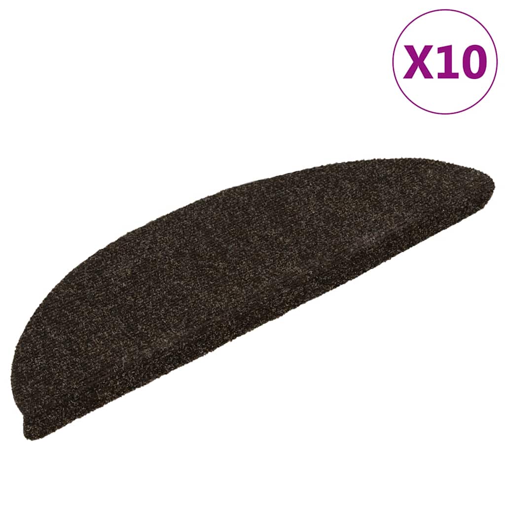 Prostirke za stepenice, samoljepljive, 10 kom, 56x17x3 cm, tamnosmeđe, poluokrugle